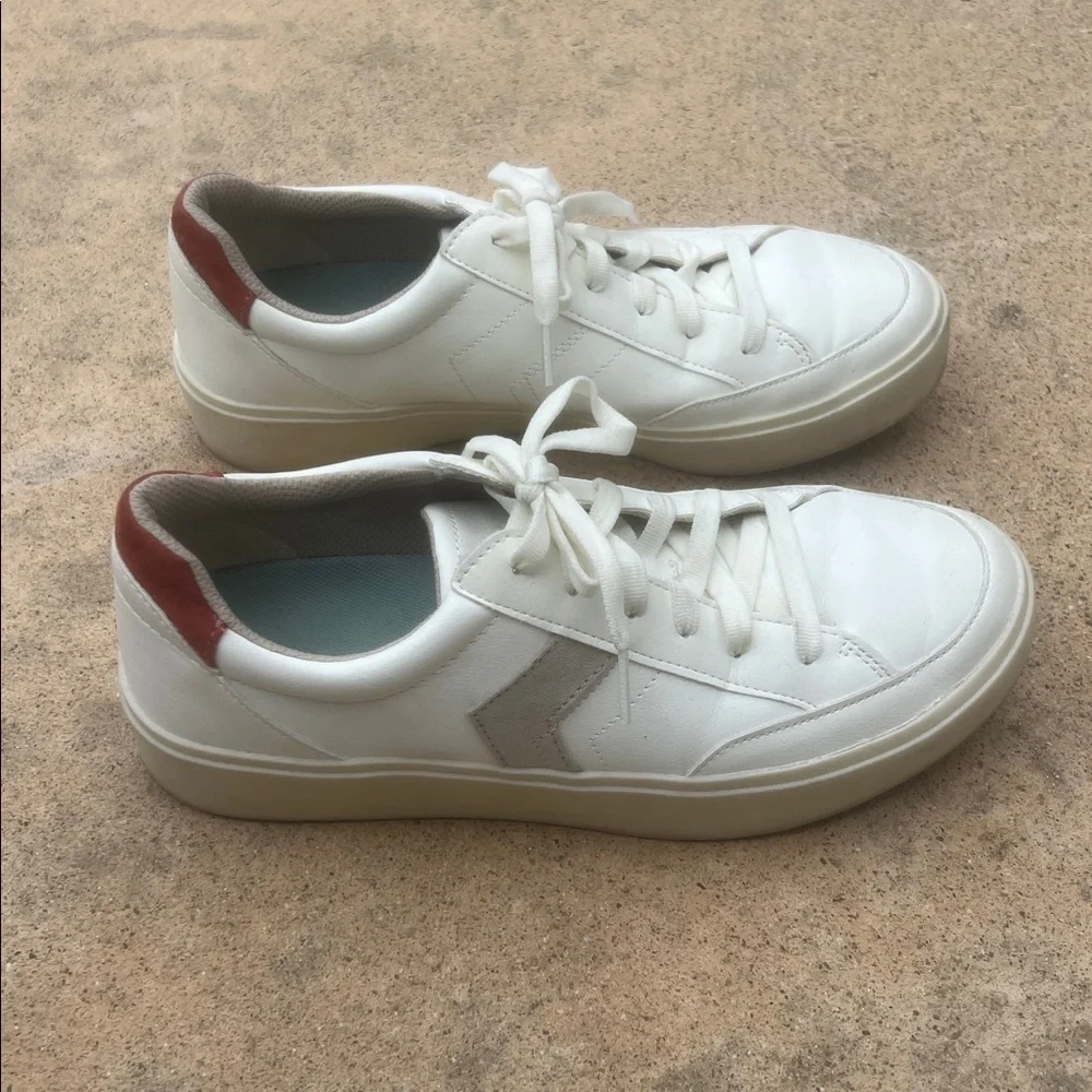 Dr. Scholl's Madison Casual White/Taupe Lace-up Sneakers Women's Size 9